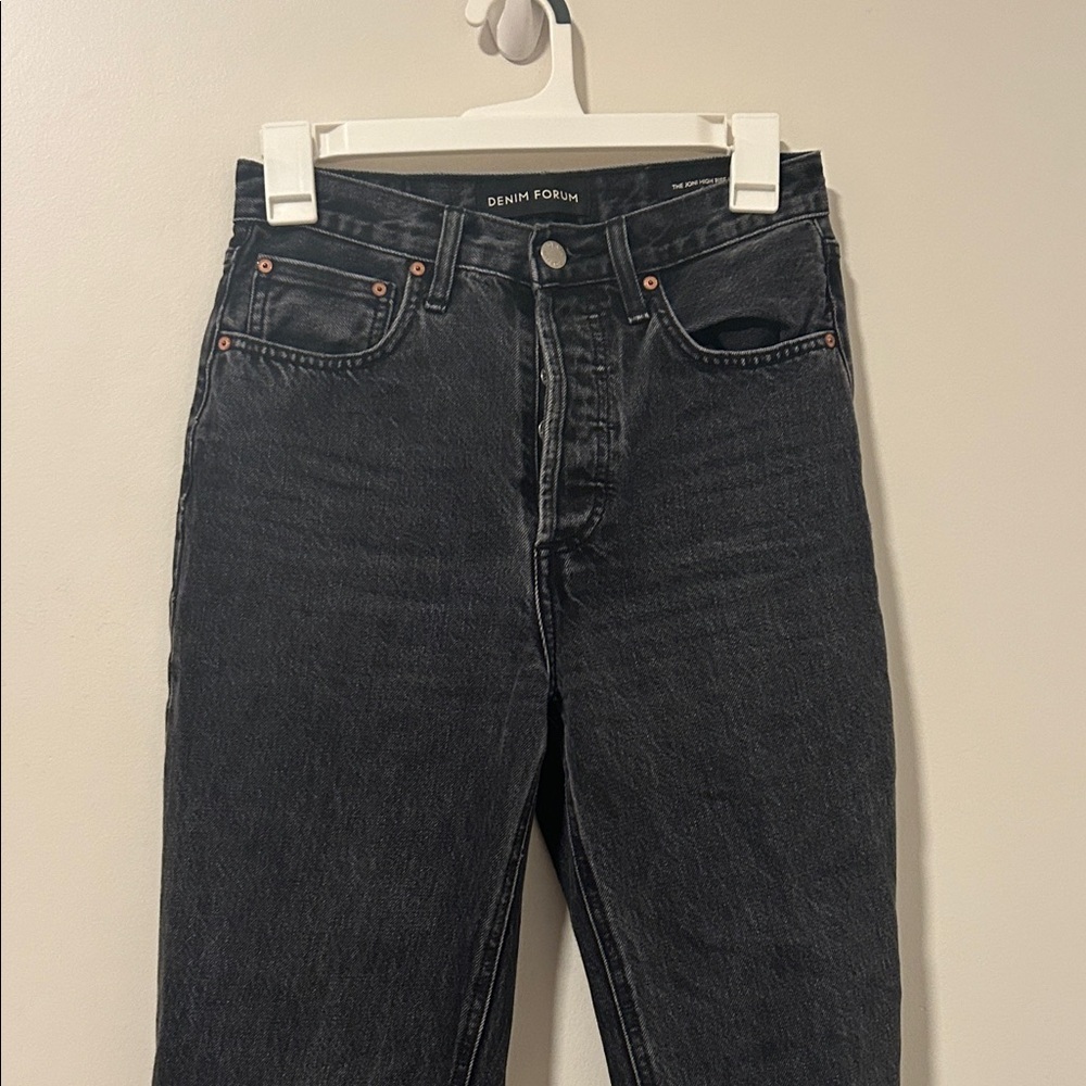 Denim Forum Black The Joni High Rise Loose 29L Button Fly Jeans